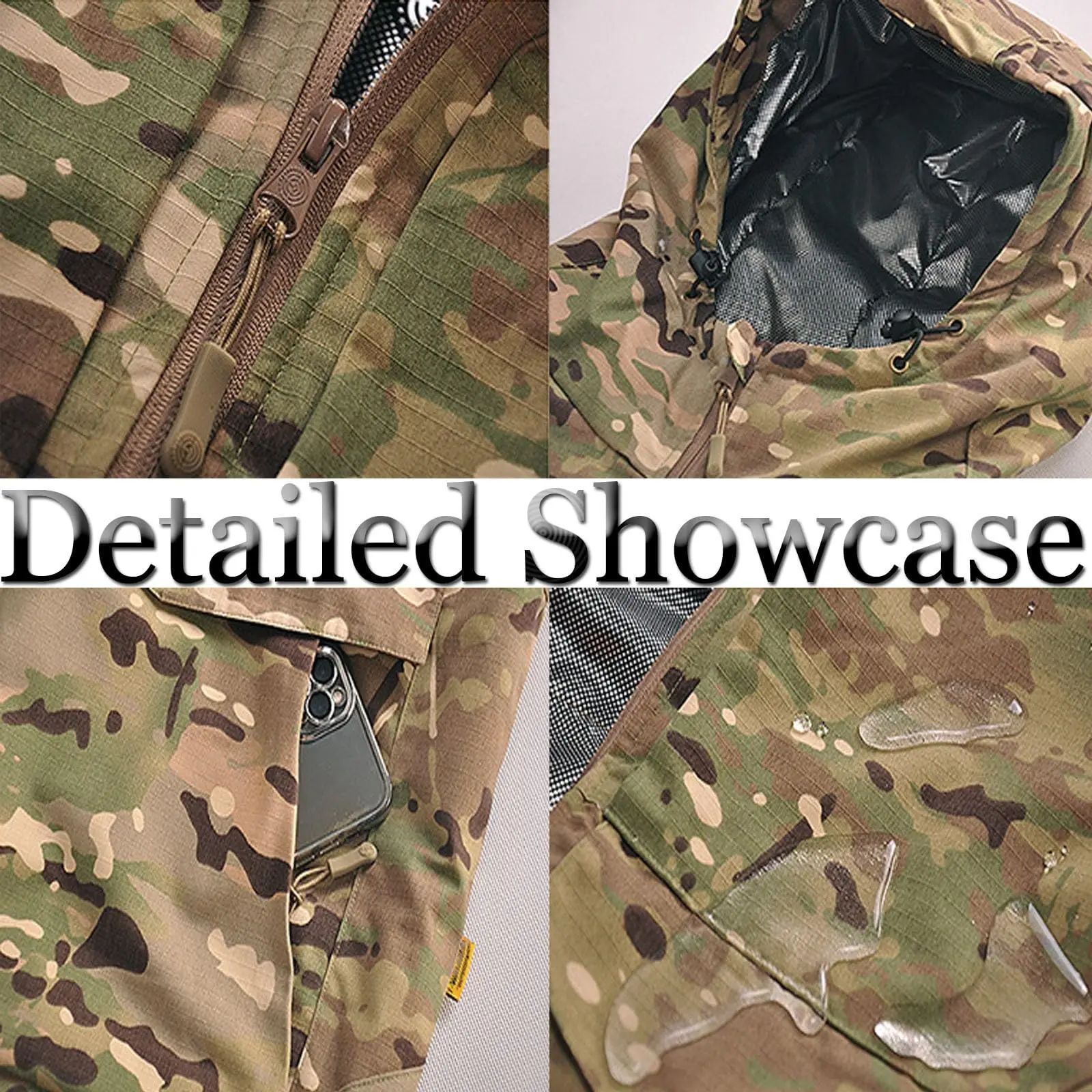 Conjunto táctico impermeable camuflaje cortavientos lana aislante