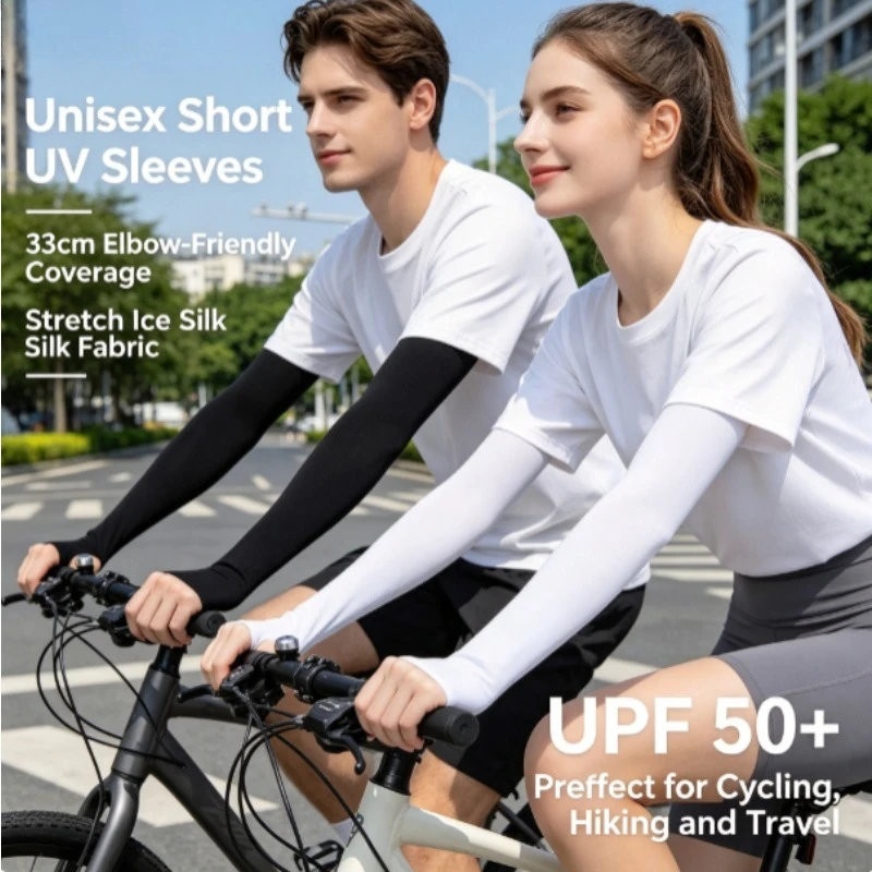 Mangas de seda helada para brazos, protectores delgados anti-UV
