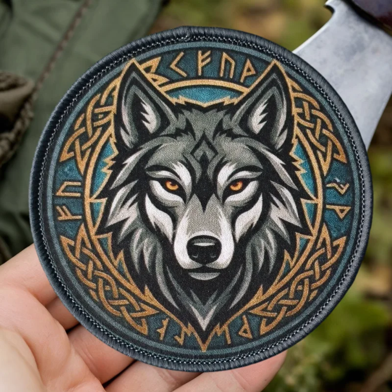 Parche táctico lobo militar con velcro y gancho para brazalete - imagen 3