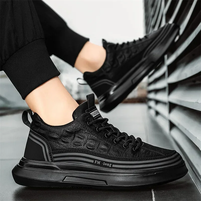 Zapatillas deportivas informales hombre cuero negro para exterior - imagen 4