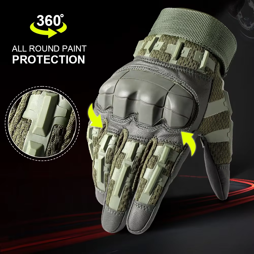 Guantes tácticos táctiles de dedo completo – Cuero PU para combate Airsoft - imagen 3