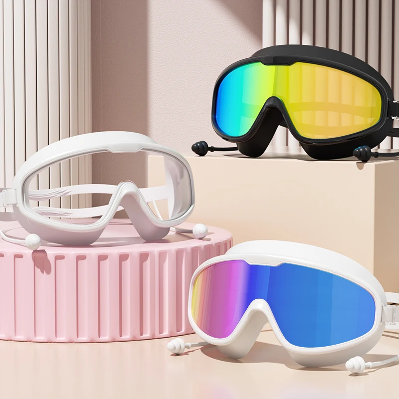 Gafas natación profesionales adultos tapones antivaho UV visión amplia