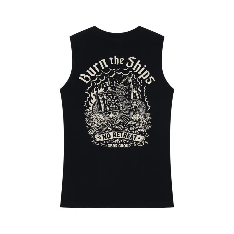 Tank top táctica negra sin mangas, cuello redondo corte holgado - imagen 3