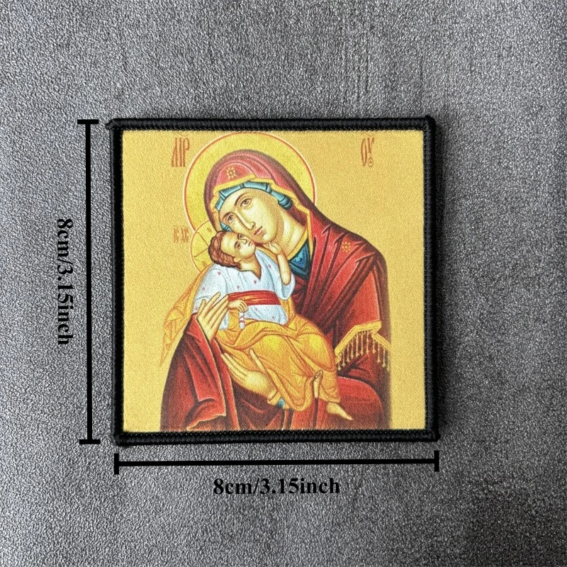 Parche táctico bordado Virgen María con gancho y bucle para uniforme - imagen 5