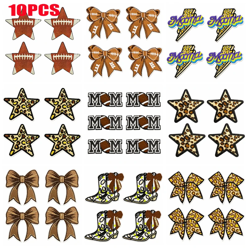 Parches bordados tipo rugby con estampado leopardo y lazo de estrella