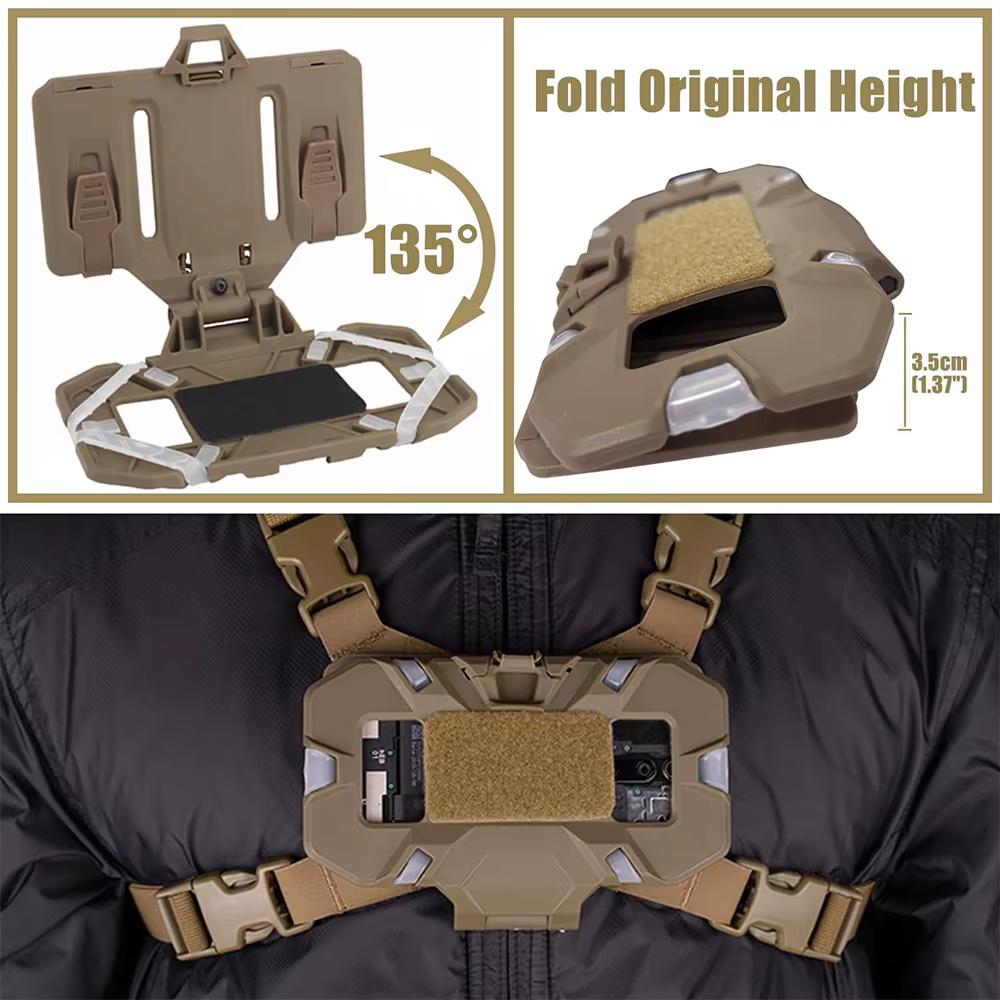 Funda MOLLE para smartphone con correa y clip de pecho táctico - imagen 4