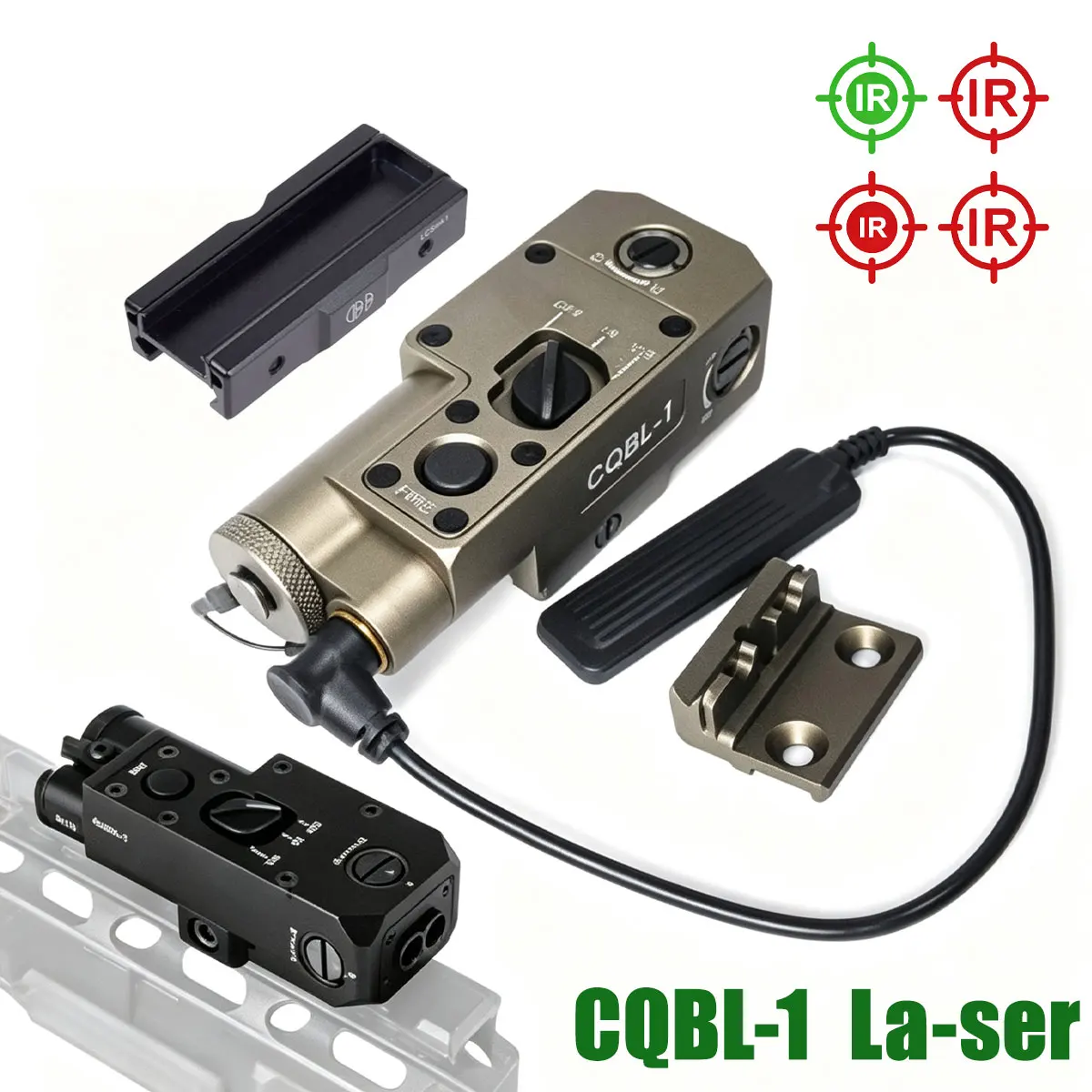 CQBL-1 Linterna táctica con láser rojo, IR y verde para Picatinny