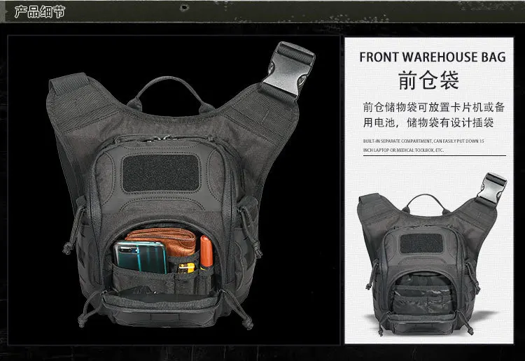 Interior del bolso con compartimentos para cámara