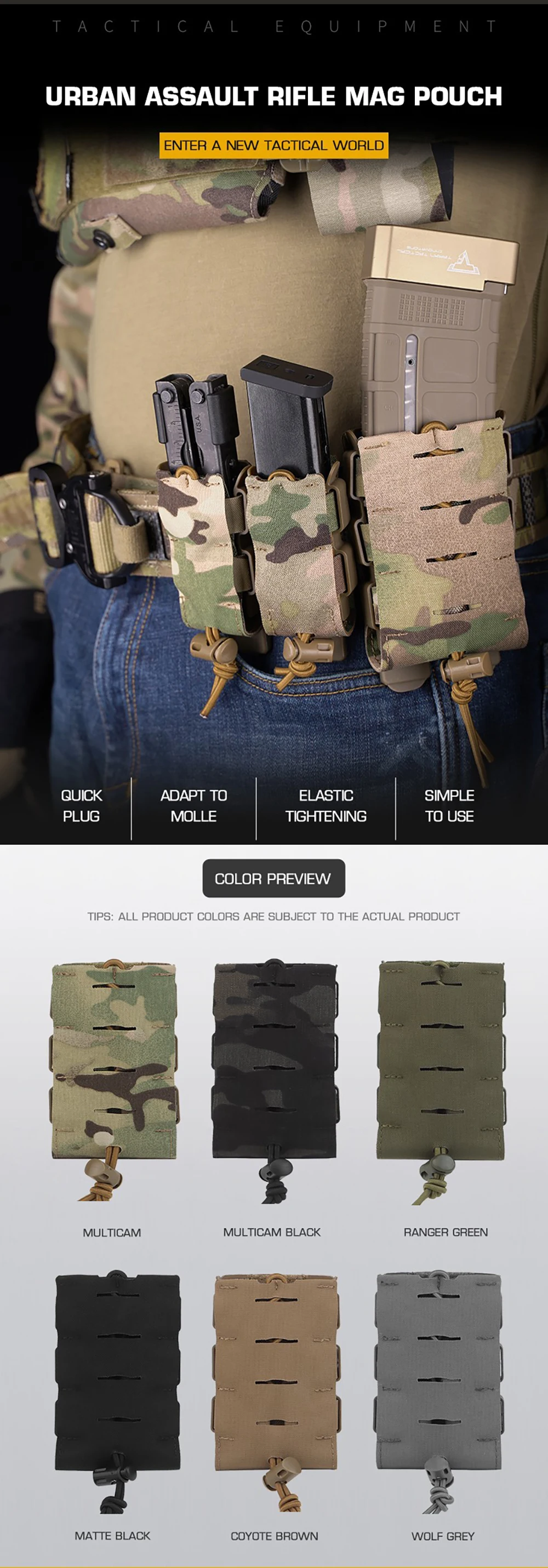 Bolsa táctica compacta para cinturón y sistema MOLLE