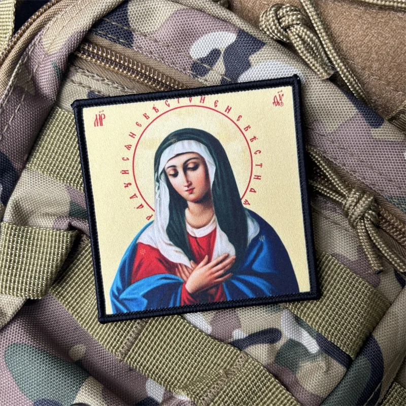 Parche táctico Virgen María, velcro gancho y bucle para ropa - imagen 4