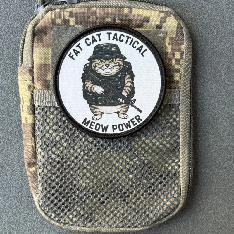 Parche táctico Fat Cat Meow Power moral estampado con gancho-bucle - imagen 2