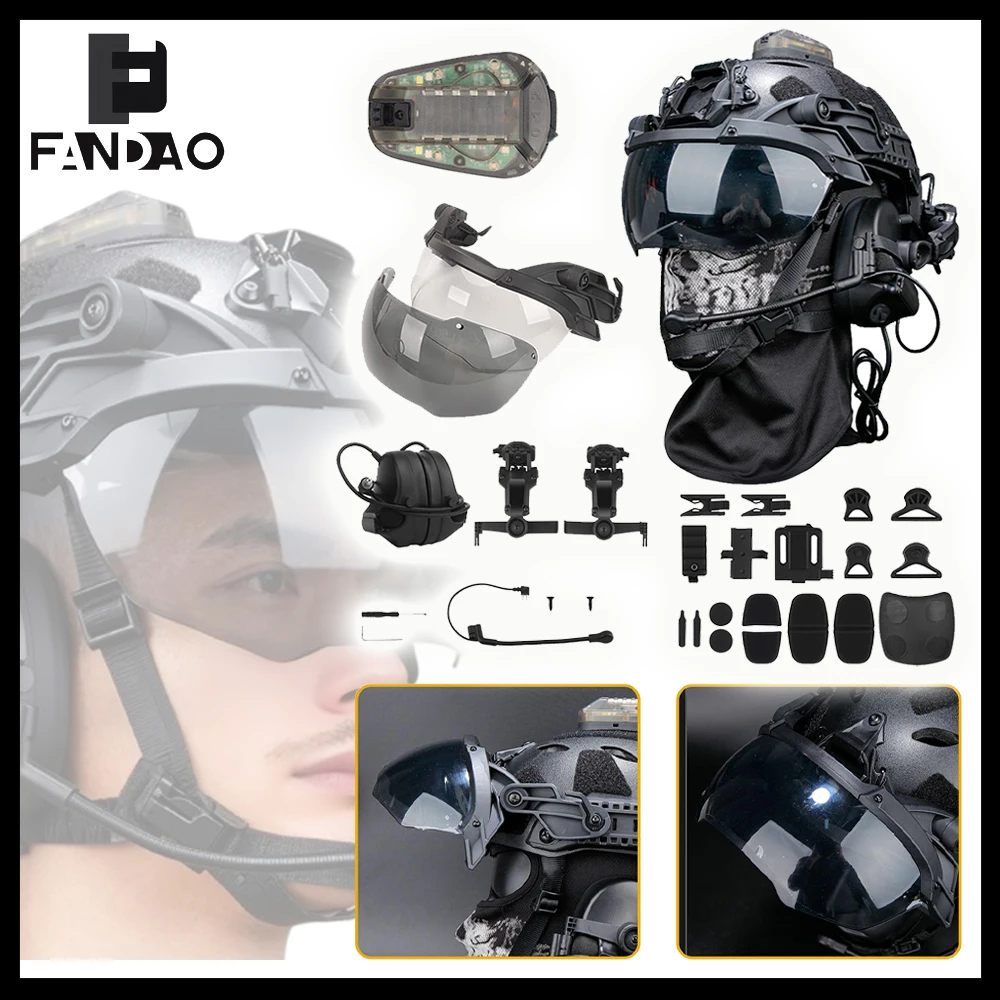 Casco táctico modular ajustable para airsoft con auriculares