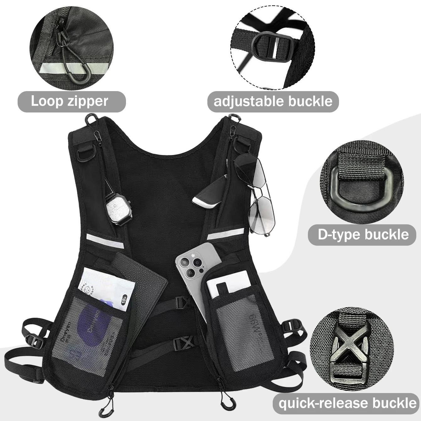 Chaleco táctico ligero hombre con cintura ajustable aire libre - imagen 5