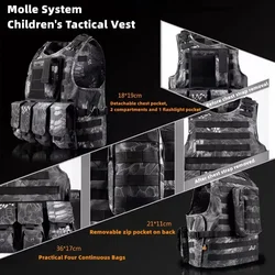 Chaleco táctico infantil con MOLLE para entrenamiento Airsoft