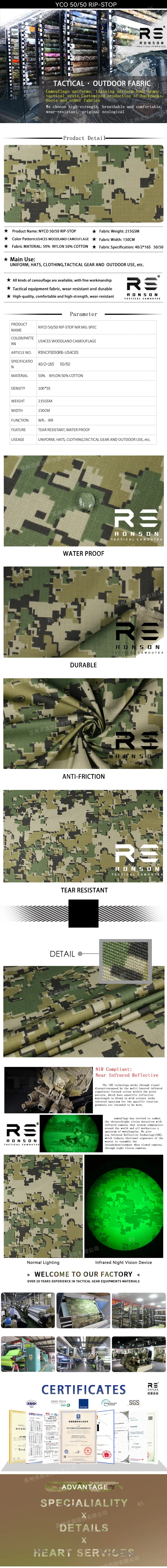 Tejido ripstop camuflado en trama táctica