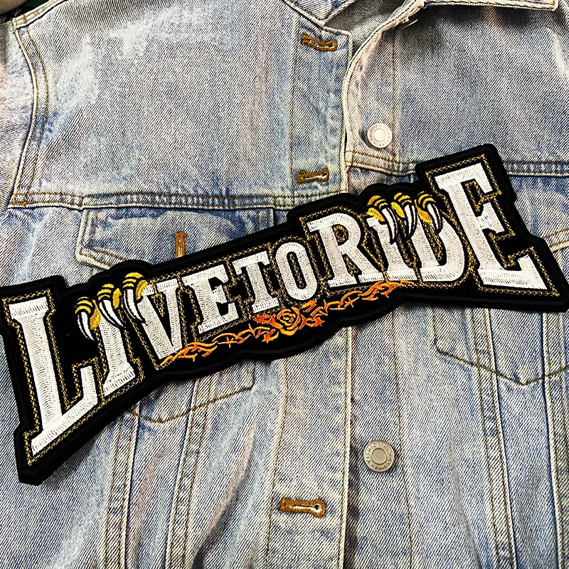 Parche bordado motorista calavera Punk – Grande para espalda o planchar - imagen 4