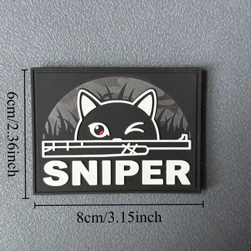 Parche táctico de PVC gato negro Wink con velcro para mochila - imagen 5