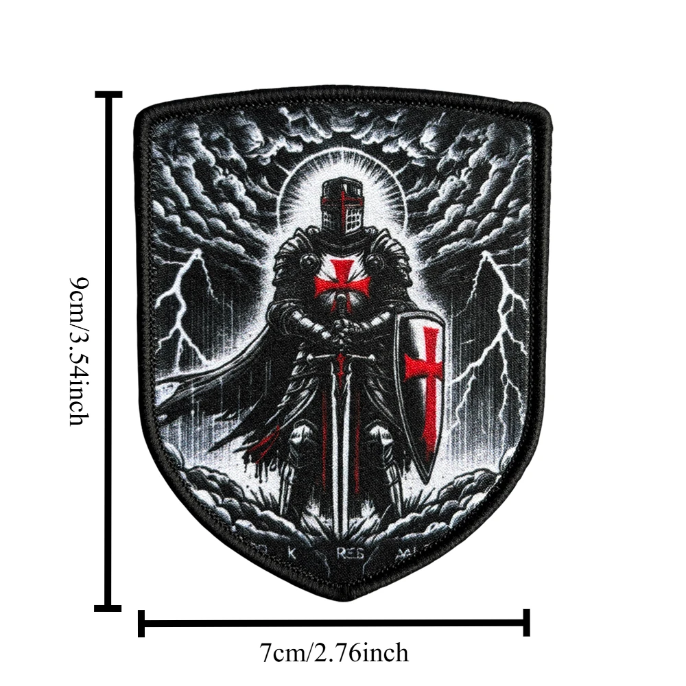 Parche táctico Caballero Templario Cruz Roja con velcro - imagen 3