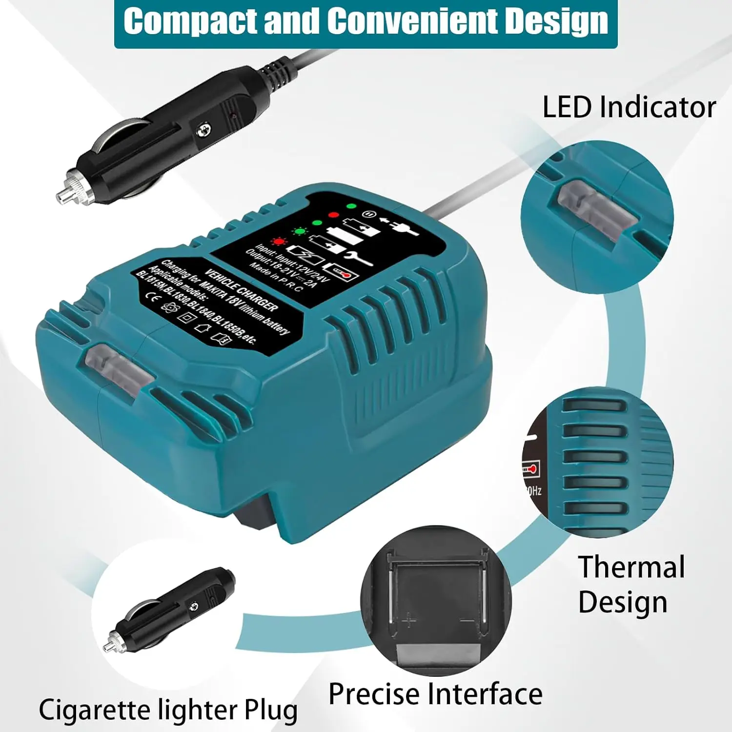 Cargador rápido para coche Milwaukee Makita DeWalt para baterías - imagen 2