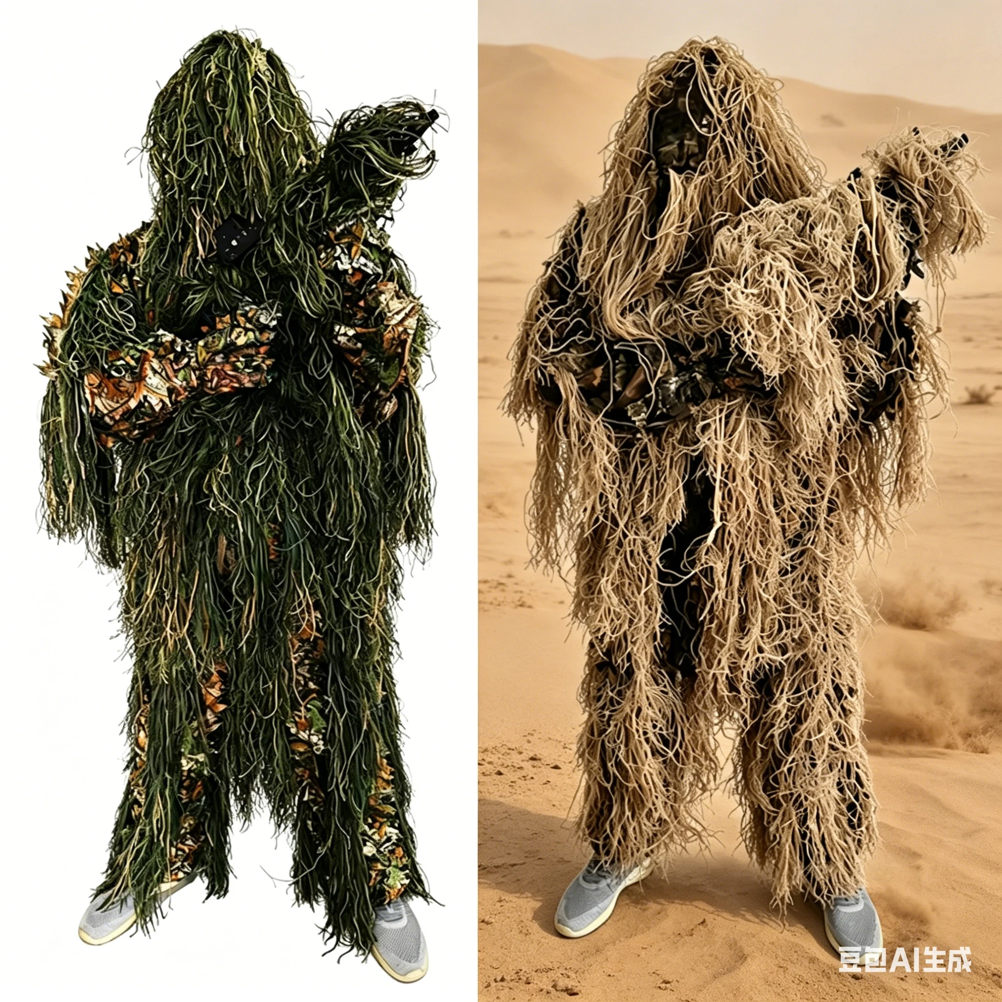 Traje ghillie Geely 3D Bionic Leaf/Sand para caza, patrón hojas - imagen 4