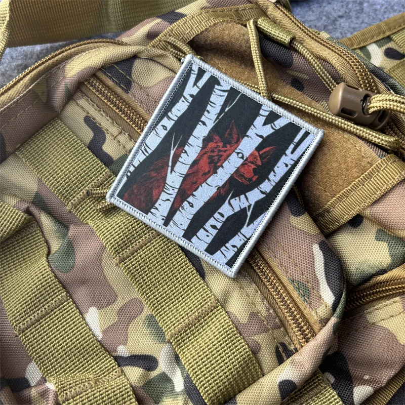 Parche táctico lobo estampado Velcro gancho y bucle para ropa - imagen 5