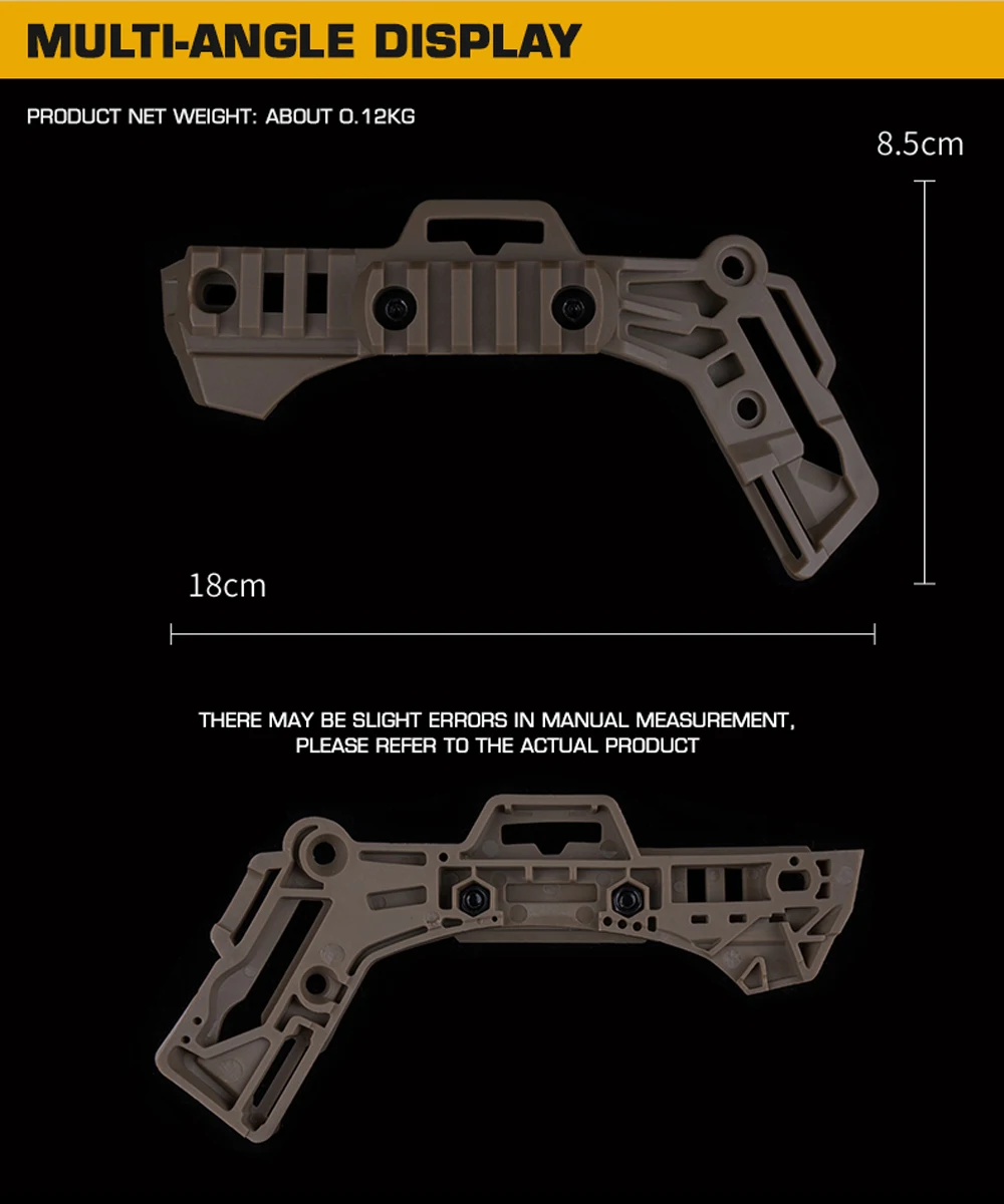 Detalle de los puntos de montaje M-LOK del riel
