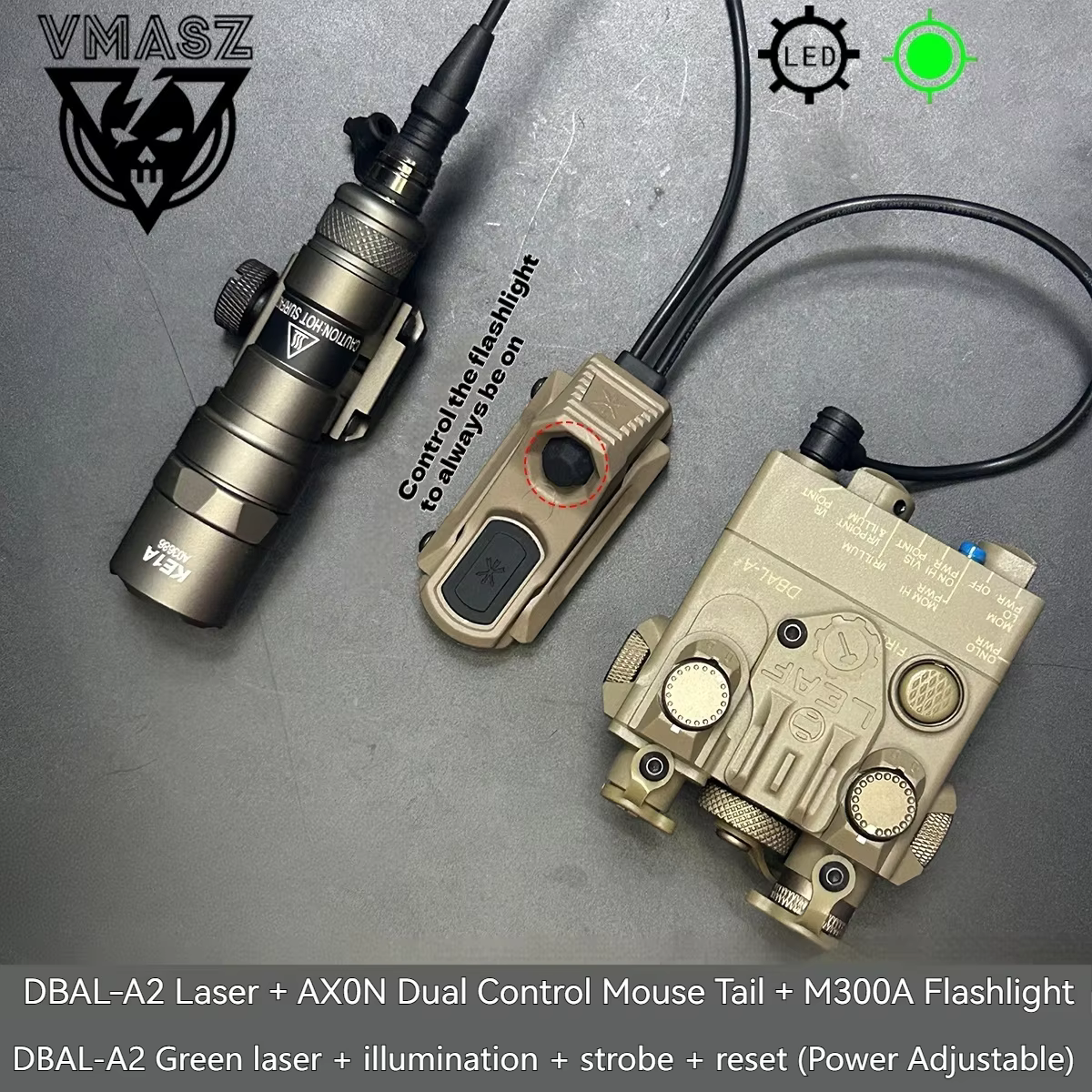 DBAL A2 – Láser táctico rojo verde con interruptor - imagen 3