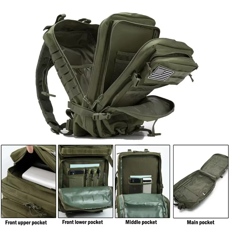 Mochila táctica MOLLE 45L Verde resistente – Asalto Ejército - imagen 4