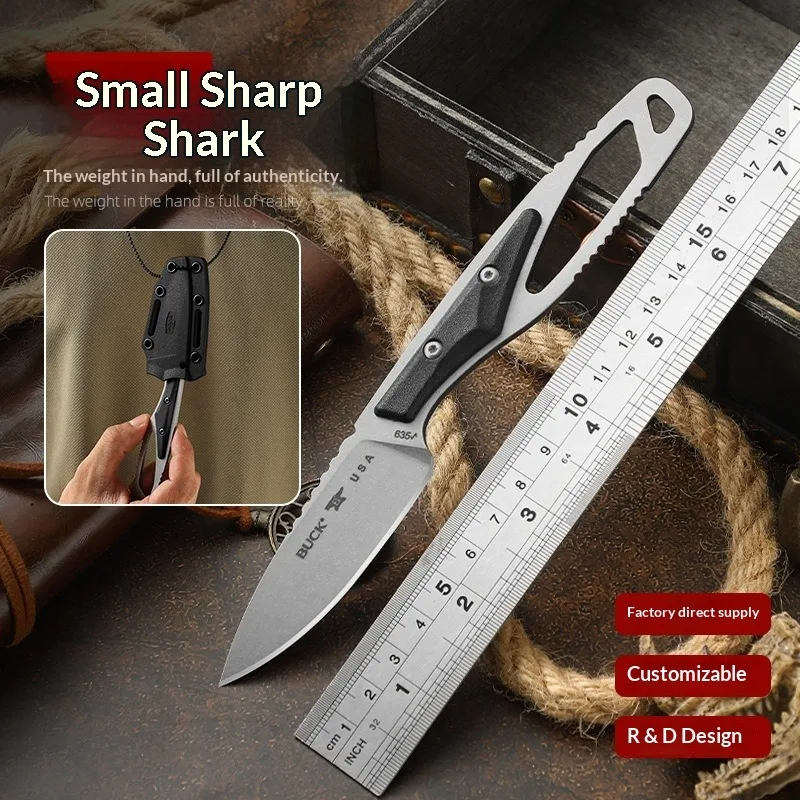 Cuchillo de bolsillo recto para camping y pesca con funda - imagen 3