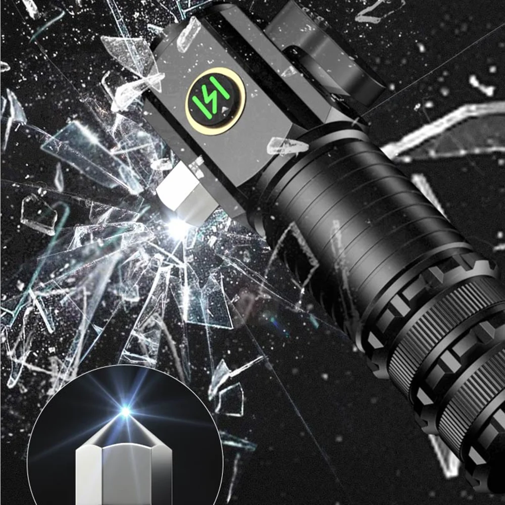 Linterna táctica LED 18650 USB recargable con imán - imagen 4
