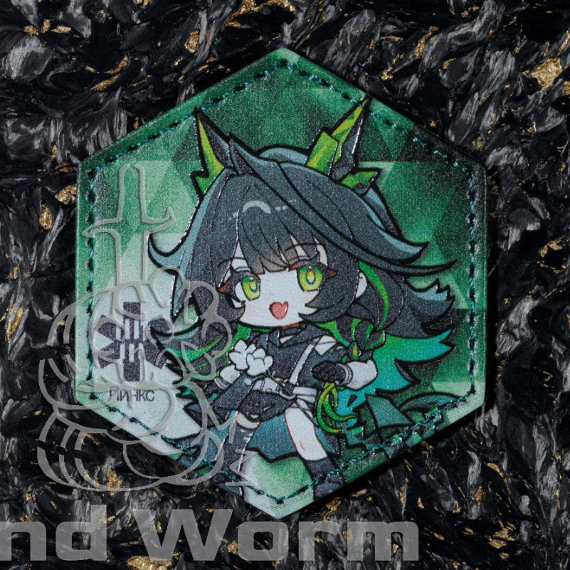 Parche hexagonal de cuero PU con diseño inspirado en Arknights