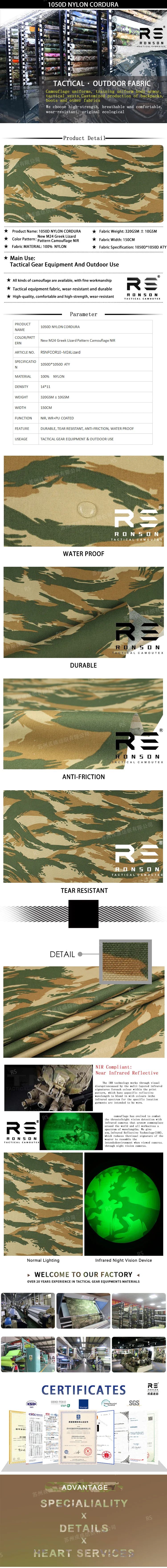 Tela de Nailon Cordura 1000D M24 en camuflaje Lizard Woodland