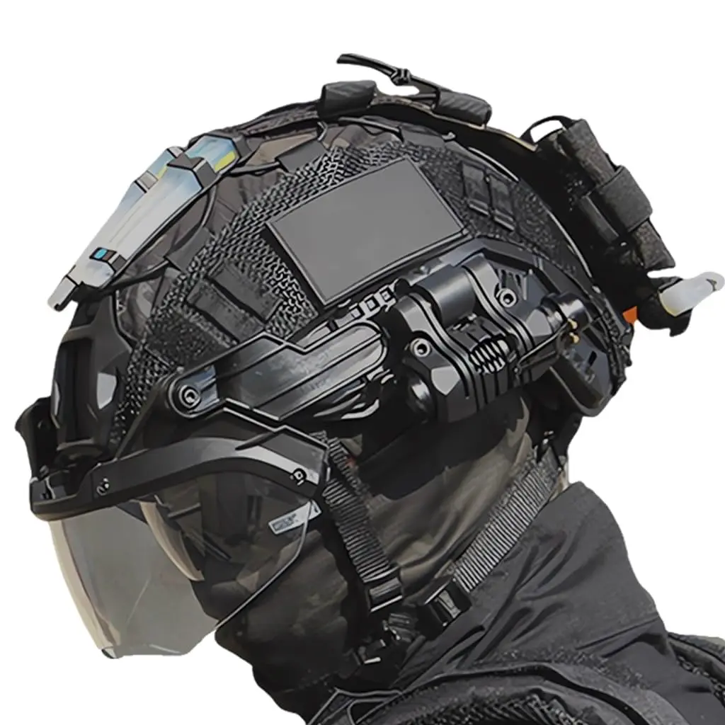 Casco táctico Airsoft con gafas antiniebla, soporte NVG y linterna - imagen 2