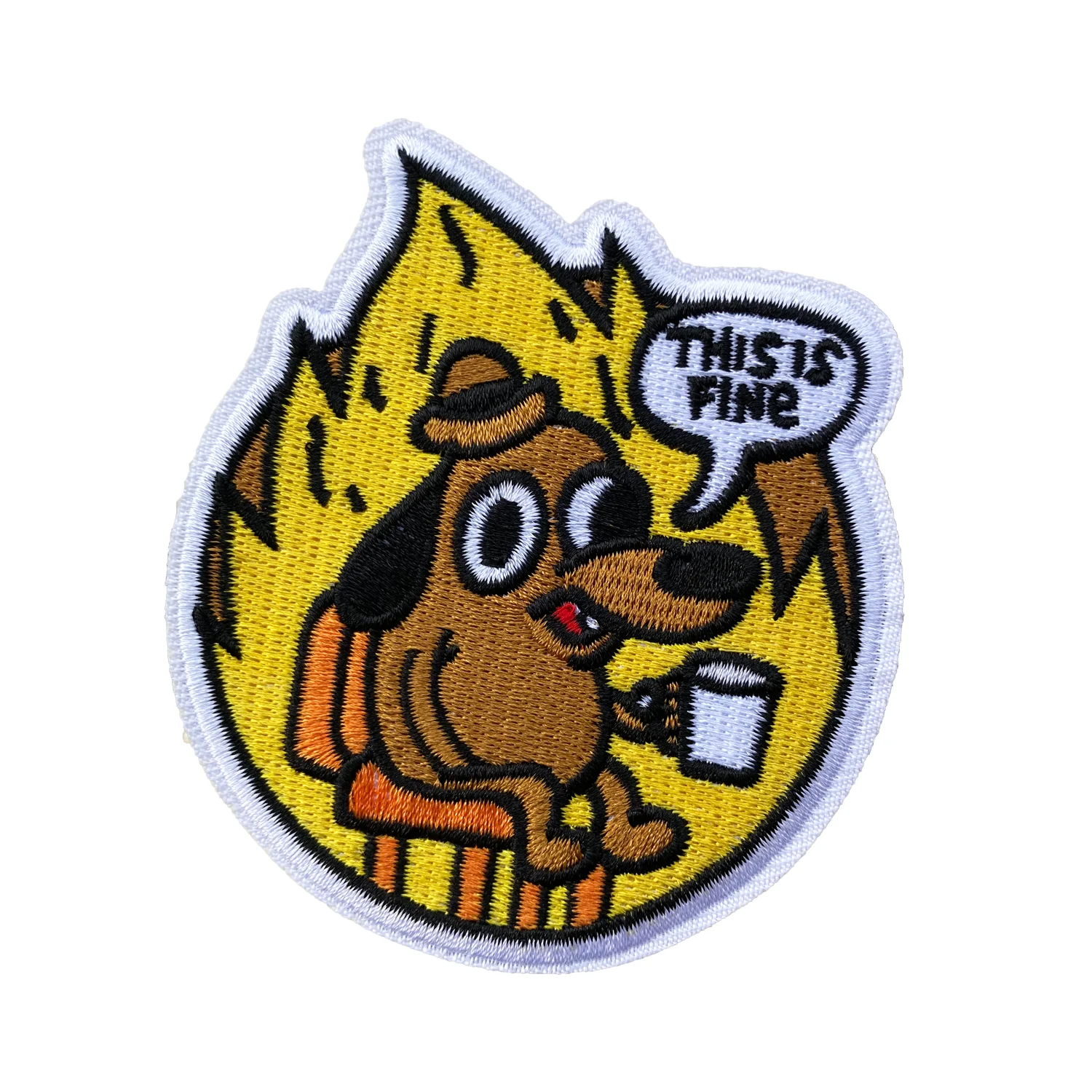 Parche perro divertido bordado borde blanco – Plancha o cose - imagen 4