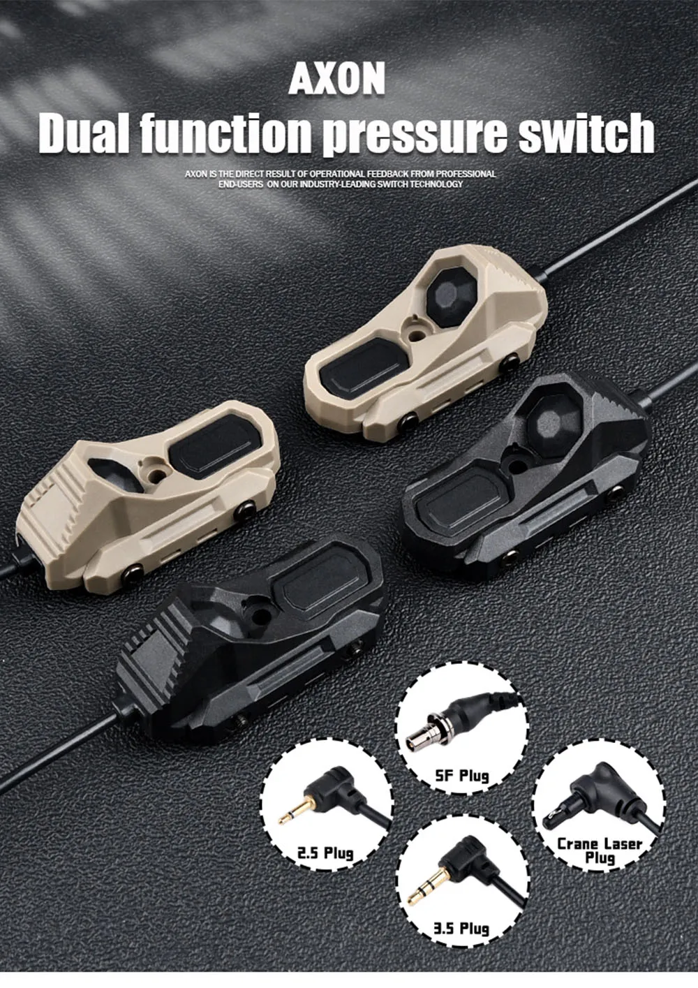 Interruptor AXON remoto instalado en rail MLOK