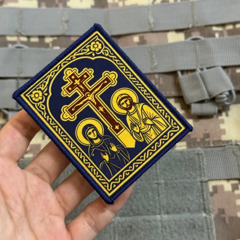 Parche Táctico Cruz Cristiana Vintage con Velcro para Mochila - imagen 4