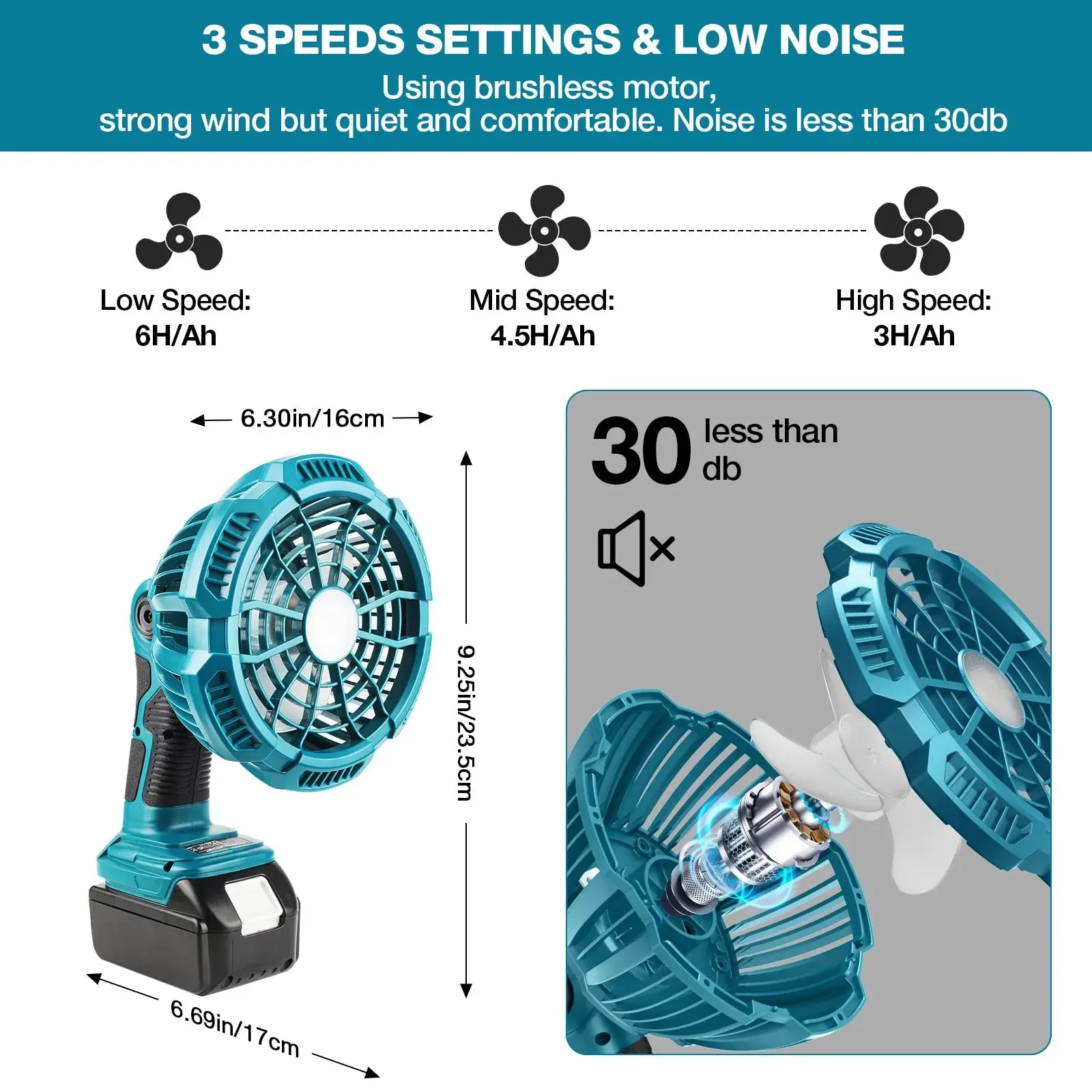 Ventilador portátil LED con carga USB-A y mando a distancia