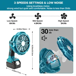 Ventilador portátil LED con carga USB-A y mando a distancia