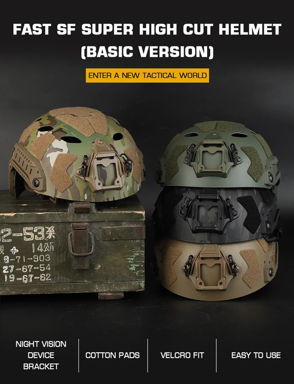 Vista del casco FAST estilo super high cut