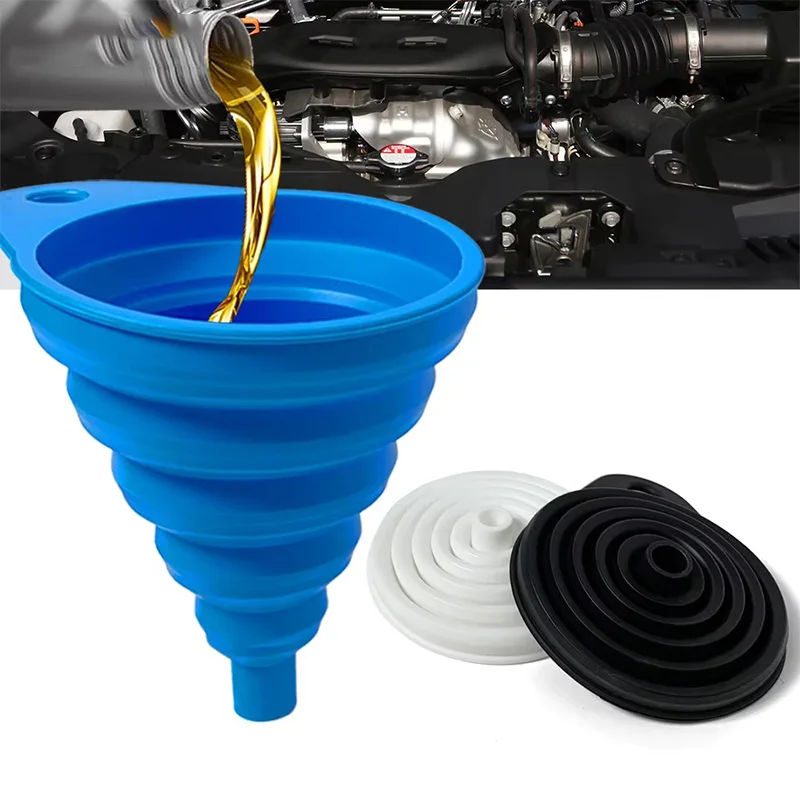 Embudo de silicona plegable para trasvases en coche