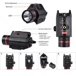 Linterna táctica con láser rojo y verde LED para Glock Picatinny