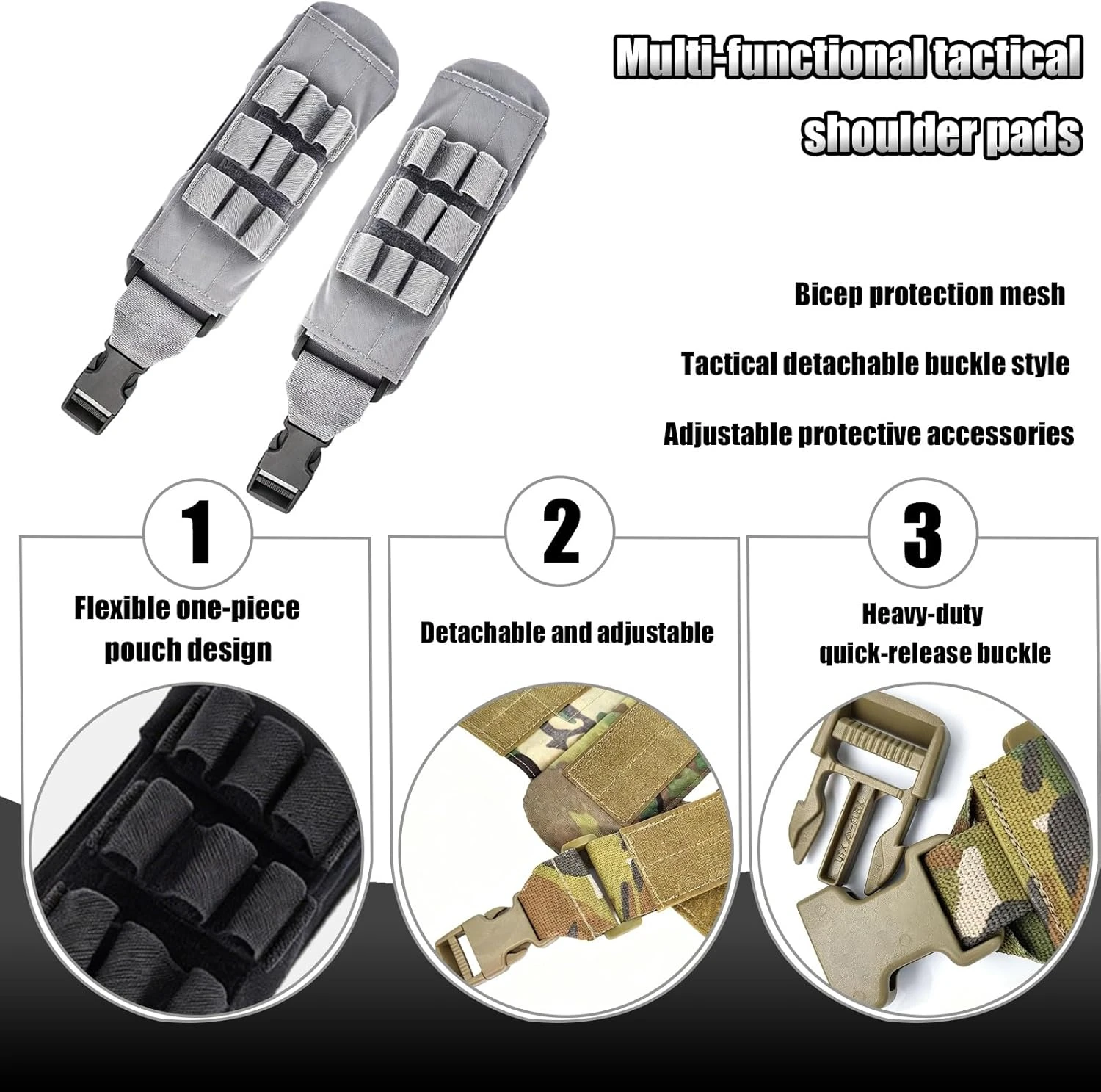 Soporte táctico portaplacas desmontable para hombros y bíceps - imagen 3