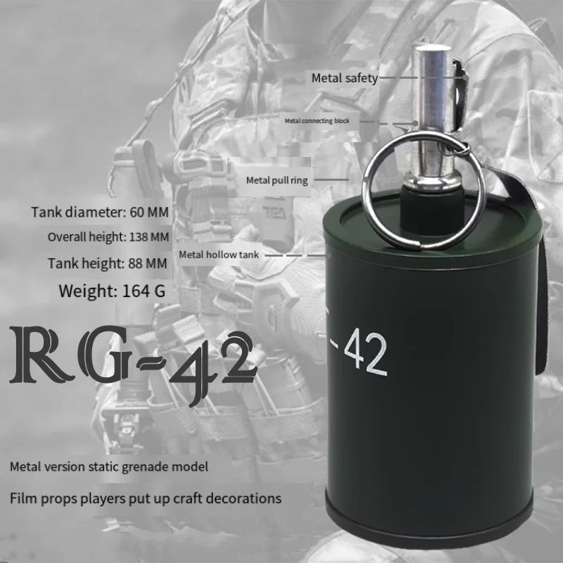 Réplica granada RG-42 metálica – Entrenamiento táctico no funcional - imagen 2