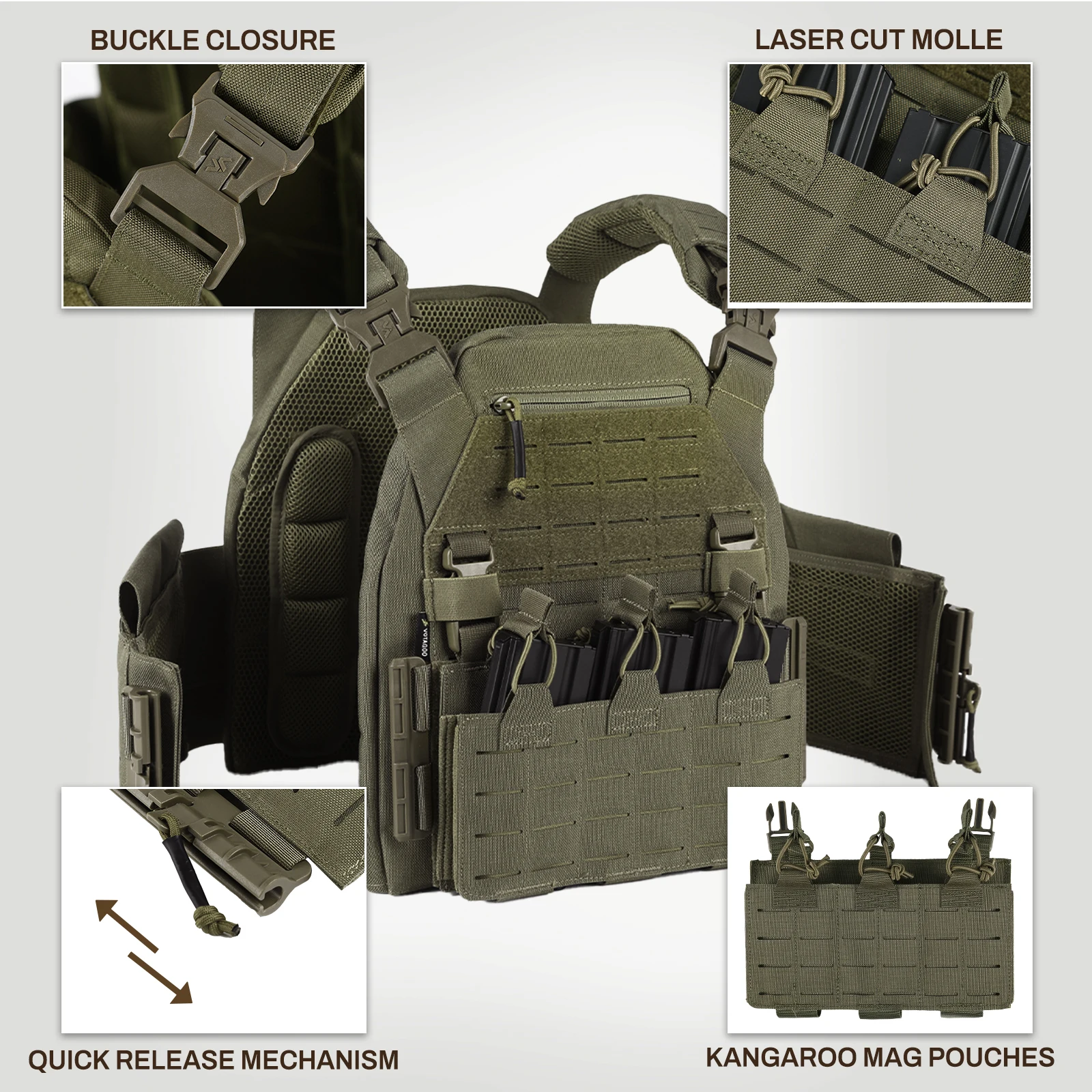 VOTAGOO chaleco táctico GBRS LBT camuflaje militar ligero antibalas - imagen 2