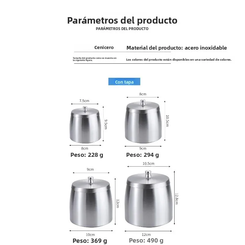 Cenicero de acero inoxidable antiviento y antipolvo gran capacidad - imagen 2
