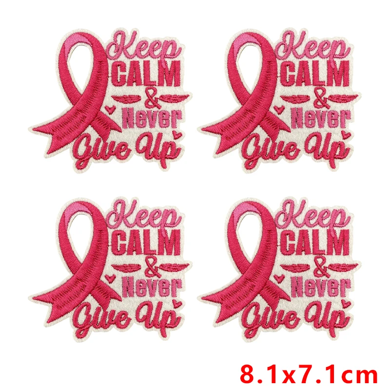 Parche bordado termoadhesivo cinta rosa Amor Esperanza para chaquetas