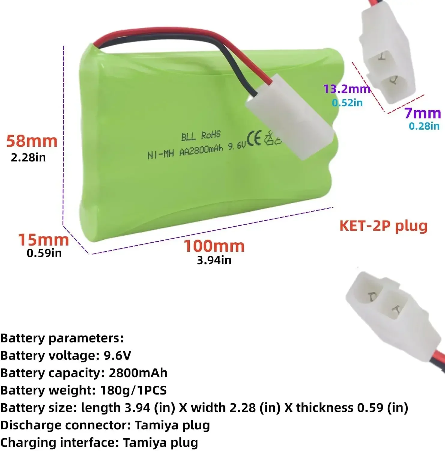 Batería NiMH AA con conector Tamiya para vehículos teledirigidos - imagen 4