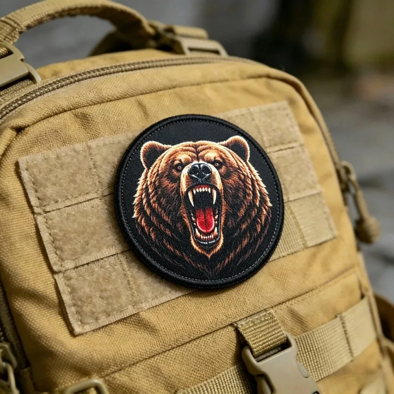 Parche táctico moral grizzly rugiente militar con gancho y bucle - imagen 2