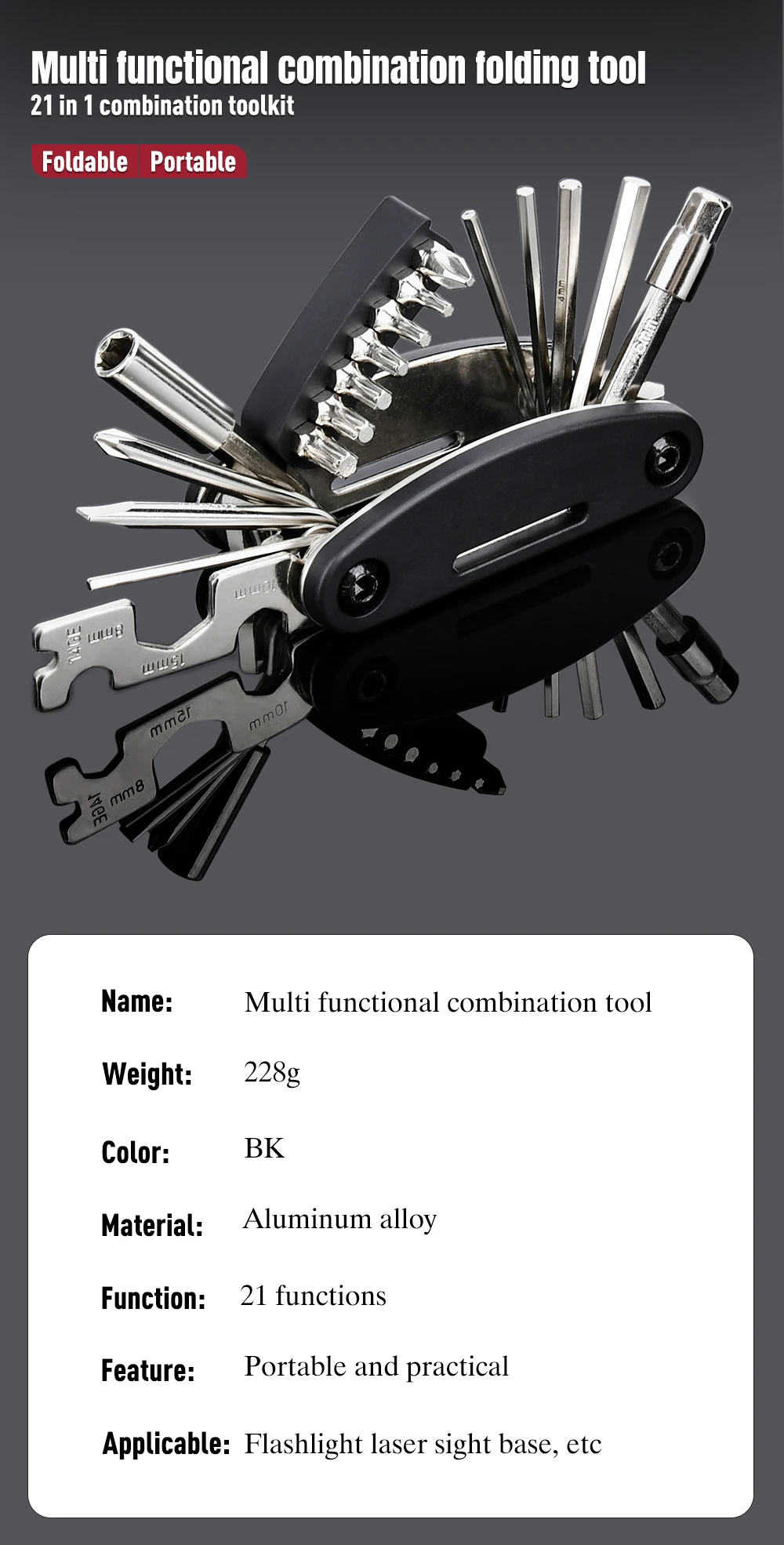 Llave hexagonal multifuncional para accesorios tácticos