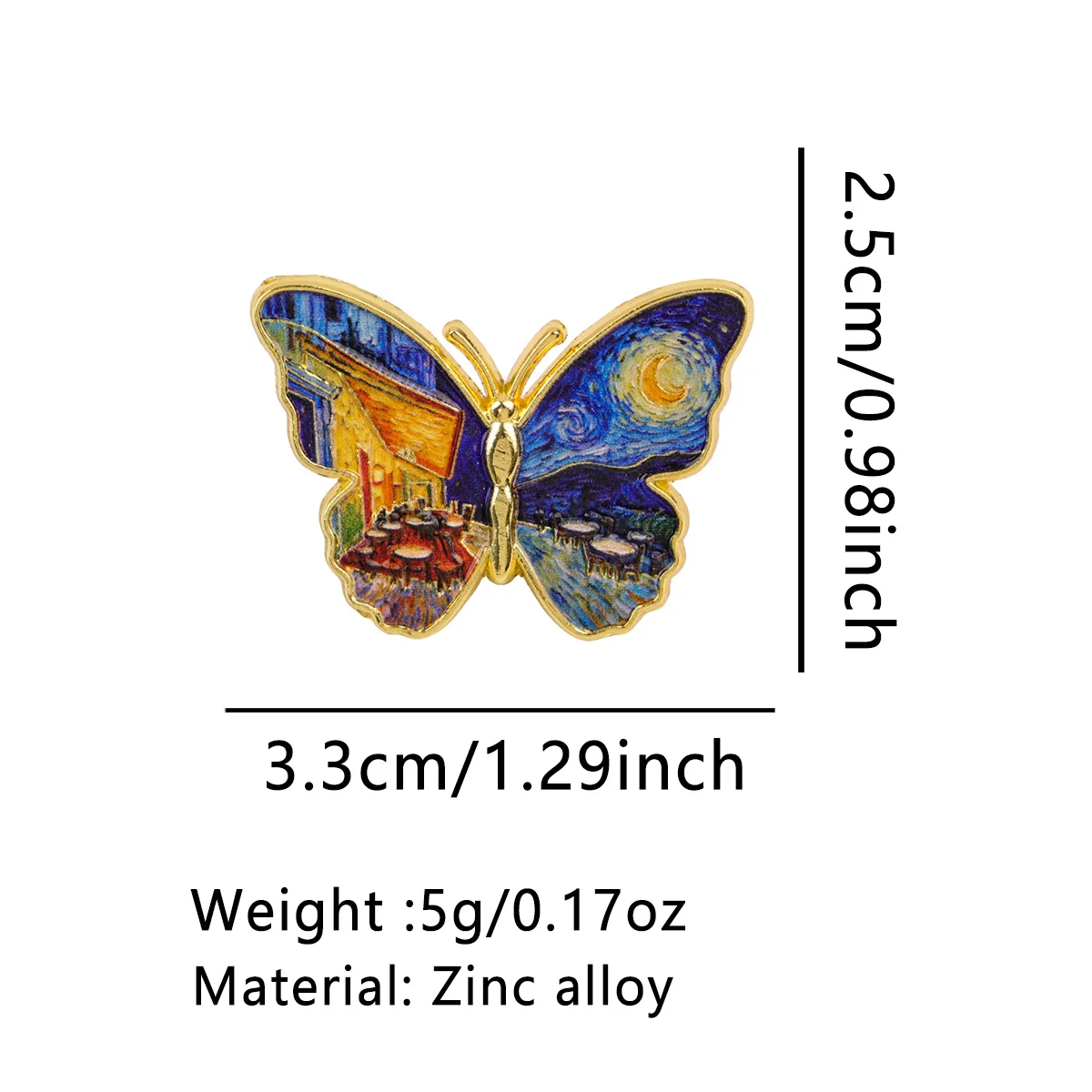 Pin esmalte mariposa cielo estrellado – Broche metálico para ropa y complementos - imagen 4